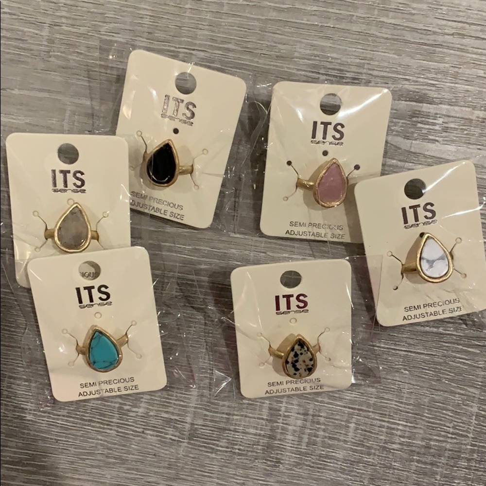 Tear Drop Semi Precious Stone Rings - Picture 4 of 7